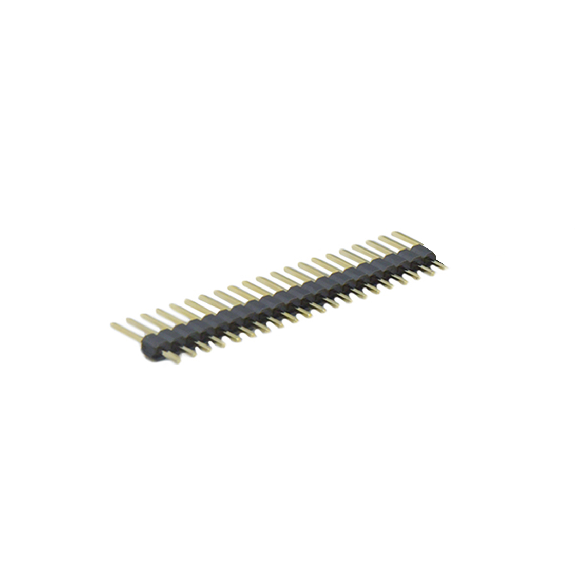 PH2541 排针连接器 Pitch 2.54mm 180° 单排 DIP 单塑 无卤排针 L=11.5MM 1X20Pin 黑色 PA6T，94V-0 镀全金G/F